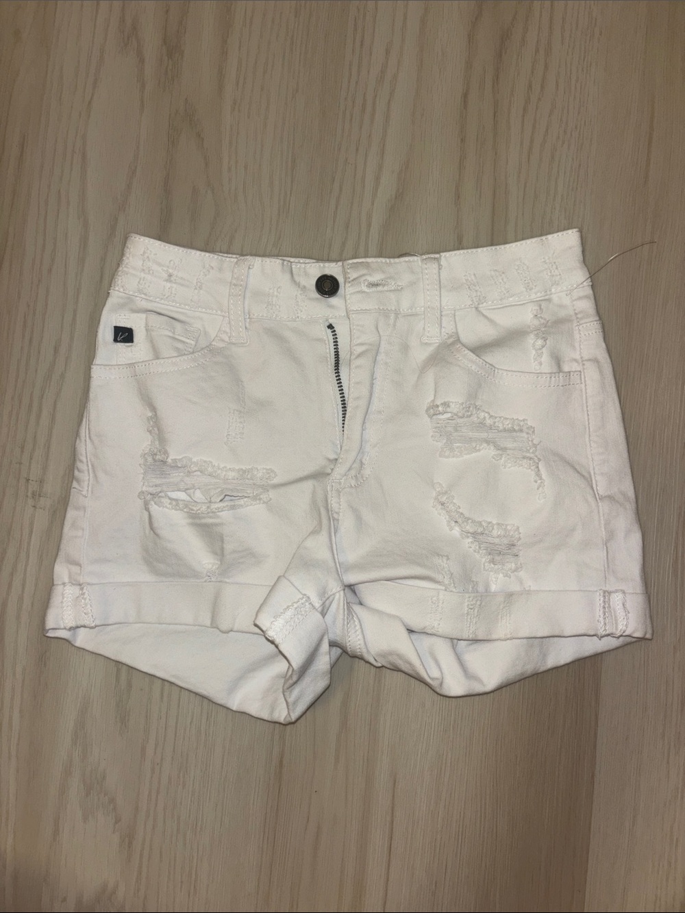 White Distressed Women's Denim Shorts